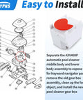 Diagram and Pool Gear Box Assembly for Navigator Pro Automatic Pool Cleaner Replacement Parts Designed To Restore Suction And Performance