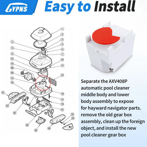 Diagram and Pool Gear Box Assembly for Navigator Pro Automatic Pool Cleaner Replacement Parts Designed To Restore Suction And Performance