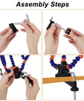 Assembly steps for Pro Soldering Helping Hands Clamp Stand With Flexible Gooseneck Arms And 5 Rotatable Alligator Clips.