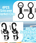 8 Piece Scuba Hose Clips And Silicone Snorkel Keeper Locks Kit For Regulators Masks Snorkels And BCD Gear Universal Plastic Attachments With Snap Hooks Retainer Accessories For Easy Dive Setup