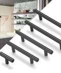2 Pack Round Bar Cabinet Pulls Matte Black Finish Euro Style T Bar Handles with 3 Inch Center to Center Mounting and 5 Inch Overall Length