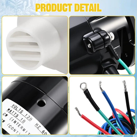 Water Pump Motor Assembly Replacement For Commercial Ice Machines Fits KM 320 KM 900 120V 60Hz 10 Watts 0.4 Amps PA0613 APTA92P10WD1 Easy Install And Durable Performance, black motor with wiring and white vent cover