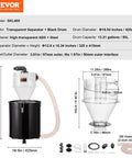 Cyclone Dust Separator with Metal Tank for Dust Collectors 4 Inch Retrofit Cyclone ABS Body and 2 Inch OD Connector in 13.21 Gallon Tank
