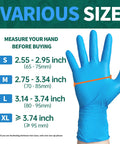 Hand wearing Vinyl Disposable Exam Gloves 4 Mil Powder Free Latex Free Blue 100 Count Small Size Ideal For Food Grade Safe