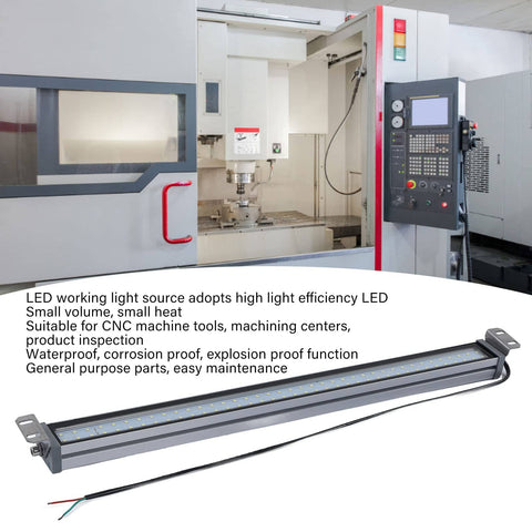 Explosion Proof CNC Machine Tube Light With Waterproof Anti Corrosion Housing 20W 24V 36V Industrial Work Lamp displayed in workshop