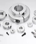 Six Pack Single Split Clamp-On Shaft Collars 6mm Bore, 20mm OD, 8mm Thick, Aluminum Alloy 6061, Set Screw Clamp, One-Piece Design, Lightweight and Durable, Corrosion Resistant set shown