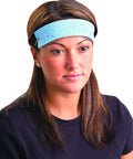 Big Time Absorbent Sweat Bands For Head That Keep You Chill And Dry Through Heavy Training Sessions Blue Cellulose Straps on model