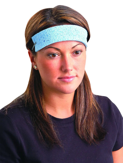 Big Time Absorbent Sweat Bands For Head That Keep You Chill And Dry Through Heavy Training Sessions Blue Cellulose Straps on model