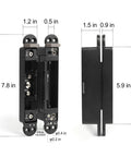 Heavy Duty Invisible Hydraulic Hinges 3 Pack 170 Degree Self Closing Concealed Door Hardware dimensions and features displayed.