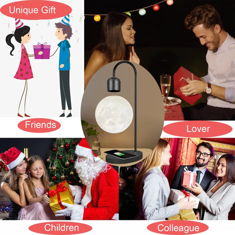 Magnetic Levitating Moon Lamp With Built In Wireless Charging Pad amid gift exchanges