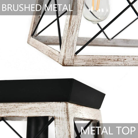 Farmhouse Rectangular Five Light Chandelier For Kitchen Island Rustic Iron Frame With Faux Wood Grain Finish detail view