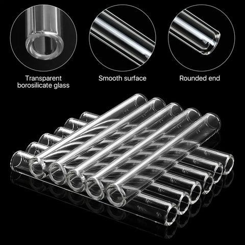 Twenty Pcs Four Inch Borosilicate Glass Blowing Tubes Clear Glass For Blowing Lampworking Crafting With Four Cleaning Brushes
