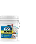 Bullseye 1-2-3 Plus Primer Go-To Interior Exterior Oil Based Sealer For Drywall Wood Concrete Masonry Metal Glossy Surfaces No Sanding Needed Dries In 30 Minutes Covers Up To 400 Sq Ft Per Gallon White 5 Gallon displayed