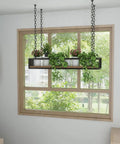 Dope Industrial Wood And Iron Hanging Shelf Rack For Kitchen Plants Overhead Ceiling Storage Plant Stand With Railing