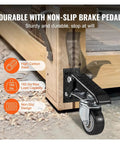 Heavy Duty Retractable Workbench Casters For Shop Tables Featuring Two Point Five Inch Urethane Wheels With Six Sixty Pound Rock Solid Hold And Zero Hassle Foot Step Lift For The Daily Grind with non-slip brake pedal.