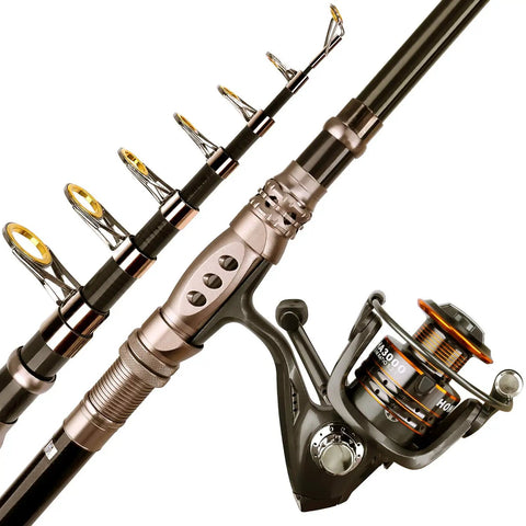 Carbon Fiber Telescopic Fishing Rod And Reel Combo For Saltwater And Freshwater All In One Kit With One Rod And One Reel Durable