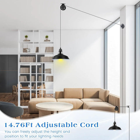 Industrial Vintage Plug In Pendant Lights Pack Of 4 With 14.76ft Cord And On Off Switch installed in modern living room