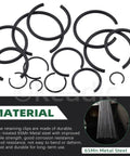 Assorted Round Wire C Clips Set For Holes, External Snap Rings Kit, 322 Pcs In 10 Sizes M7 To M30, 65Mn Steel Retaining Rings