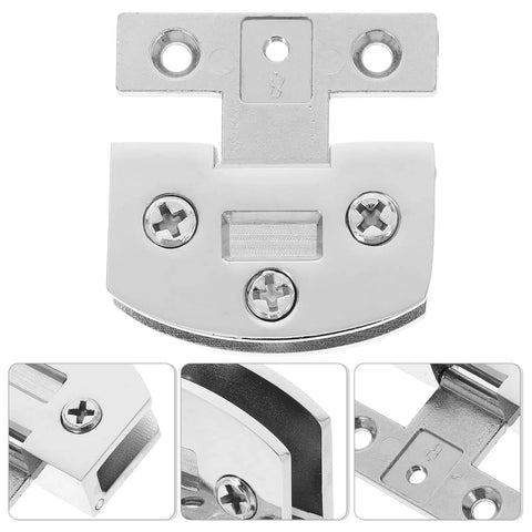 Heavy Duty No Drill Stainless Steel Glass Door Hinge With Adjustable Angle For Frameless Tempered Glass Doors And Display Cabinets Easy Install Smooth Operation Built To Last, silver hinge close-up