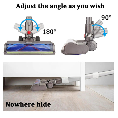 Replacement Cleaner Head Attachment For V6 Cordless Vacuum, adjustable angles for hard floor or carpet, under furniture view