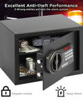 Heavy Duty Cabinet Safe Box With Lock Black Compact Home Safe For Cash And Valuables open showing storage compartments