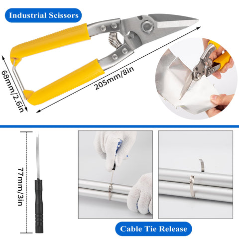 Heavy Duty Stainless Steel Zip Tie Cutter Kit with 100 Self Locking Metal Ties for cutting cable ties and fastening pipes