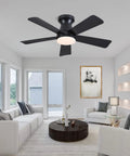 41 Inch Black Low Profile Ceiling Fan With Lights And Remote Modern Flush Mount Ceiling Fan With Ultra Quiet Reversible DC Motor