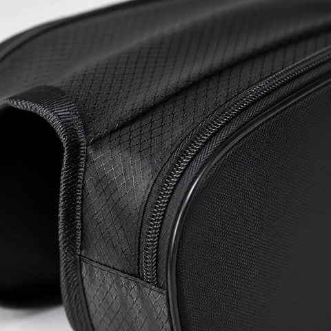 Close-up of Dope Rugged Bike Frame Bag For Bikepacking, Full Frame 20x16x6cm, showcasing wear-resistant canvas and zipper, Ebony Edge Black