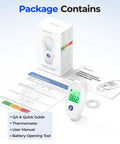 Forehead Thermometer For Adults And Kids Portable Mini Digital Thermometer With One Second High Precision Sensor Medical Grade Chip Instant Readings And Ten Readings Memory For Simple Health Tracking package contents with manual and battery tool