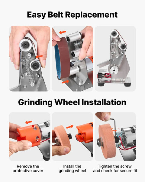 Installation steps for Badass Three In One Compact Belt Sander Setup With 13 Inch Sanding Strap And 2.75 Inch Grinding Wheel Combo.