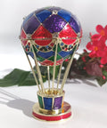 Totally Vintage Enamel Hot Air Balloon Jewelry Box With Rhinestones, Decorative Trinket Storage Container, Eco Friendly Alloy Craft