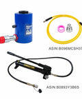 Beefy 30 Ton Hollow Hydraulic Cylinder Jack, Single Acting Ram, 6 Inch Stroke, 10000 PSI Max, Heavy Duty Steel, Coupler, Pump