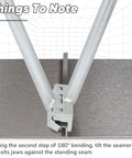 Two In One Hand Seamer For Sheet Metal Heavy Duty standing seam tool in action, showing bending on metal surface with clip lock design.
