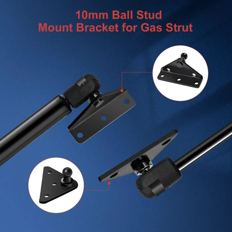 10mm ball stud mount bracket for 2 Pack 20 Inch Universal Gas Strut With Mounting Bracket for RV Queen Bed, King Bed, Truck Bed