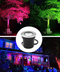 Four Pack 3W 12V RGB In Ground Landscape Lights with Remote Control IP67 Waterproof Pathway Lights for garden and trees.