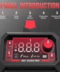 205 Amp Stick Welder Workhorse With Large LED Display showing control panel with buttons and digital screen