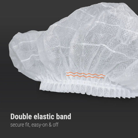 Bulk 200 Count Heavy Duty White Hair Nets For Food Service Workers, 21 Inch Disposable Bouffant Caps with Double Elastic Band