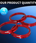 Badass Red Hub Centric Rings Pack Of 4 Drop Over Your Axle For A Snug Fit 66.6 To 57.1 Mm Centerbore Adapters CNC Aluminum set