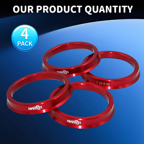 Badass Red Hub Centric Rings Pack Of 4 Drop Over Your Axle For A Snug Fit 66.6 To 57.1 Mm Centerbore Adapters CNC Aluminum set