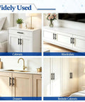 Matte Black Cabinet Handles 4 Pack, Three and Three Quarter Inch Hole Center Kitchen Cabinet Pulls used on white cabinetry