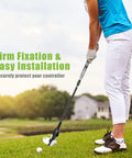 Person using Adjustable Length VR Golf Club Handle For Quest 2 Accessories With Real Golf Grip on grass