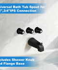 Dope Matte Black Tub Shower Trim Kit 3 Piece Set With Bath Spout Replacement Shower Knobs For Pfister Verve