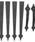 Matte Black Garage Door Hinges And Handles Kit, Carbon Steel Hardware Set With 4 Hinges And 2 Handles, Screw Mount Included