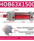 Heavy Duty Hydraulic Cylinder With Double Direction Tie Rod For Lifting Hob63 Series Industrial Lift Cylinder Model HOB63X1500