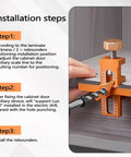 Cabinet Door Install Positioner Jig Aluminum Alloy Adjustable Hinge Alignment Tool for precise cabinet door installation.