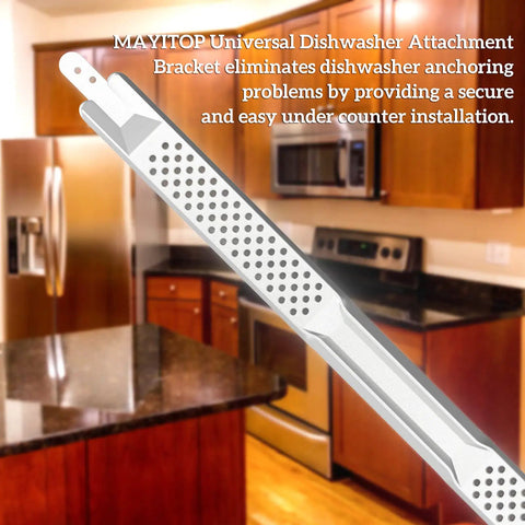 Heavy Duty 24 Inch Dishwasher Granite Mounting Brackets And Kit For Whirlpool W10426979 close-up view on granite counter.
