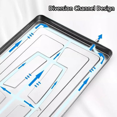 Heavy Duty Metal Drip Pan For Window Air Conditioners Thickened Deep Condensate Tray With Drain Fitting Kit diversion channel design