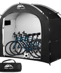 All Weather Outdoor Bike Storage Shed Tent Waterproof Portable Bicycle Cover, interior view with bicycles inside