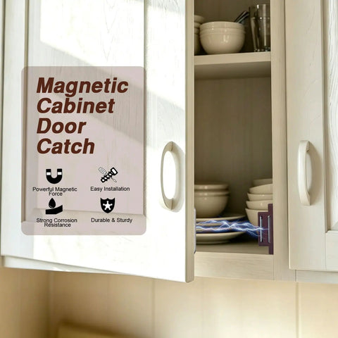 Heavy Duty 12 Pack Brown Cabinet Magnetic Latch Door Catch For Cupboards Drawers Shutters Keeps Doors Dead Set Shut With Zero Hassle Mount And Slick Closing Action