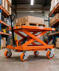 Warehouse lift cart with boxes on Six Inch Industrial Casters Set Of Four With Dual Ball Bearings And Polyurethane Wheels Heavy Duty 4500 Lbs
